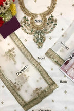 Azure Ivory Chiffon Embroidered Unstitched 3 Piece Suit with Adda Work