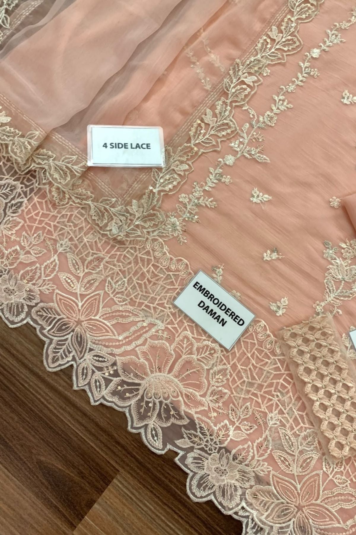 Blush Pink Embroidered Chiffon 3 Piece Unstitched Suit