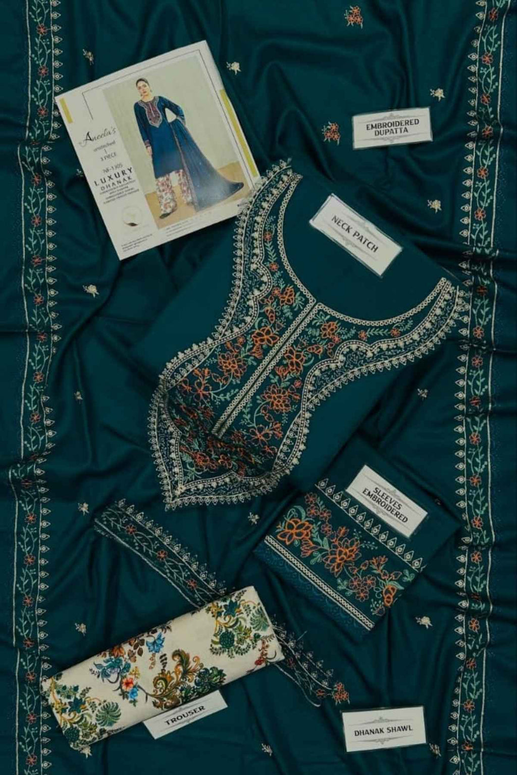 Aneelas Dhanak 3 Piece Winter Suit with Embroidered Shawl