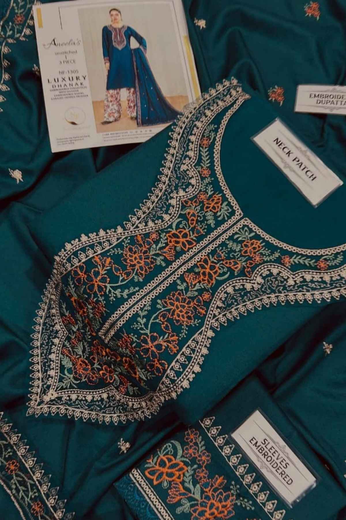 Aneelas Dhanak 3 Piece Winter Suit with Embroidered Shawl