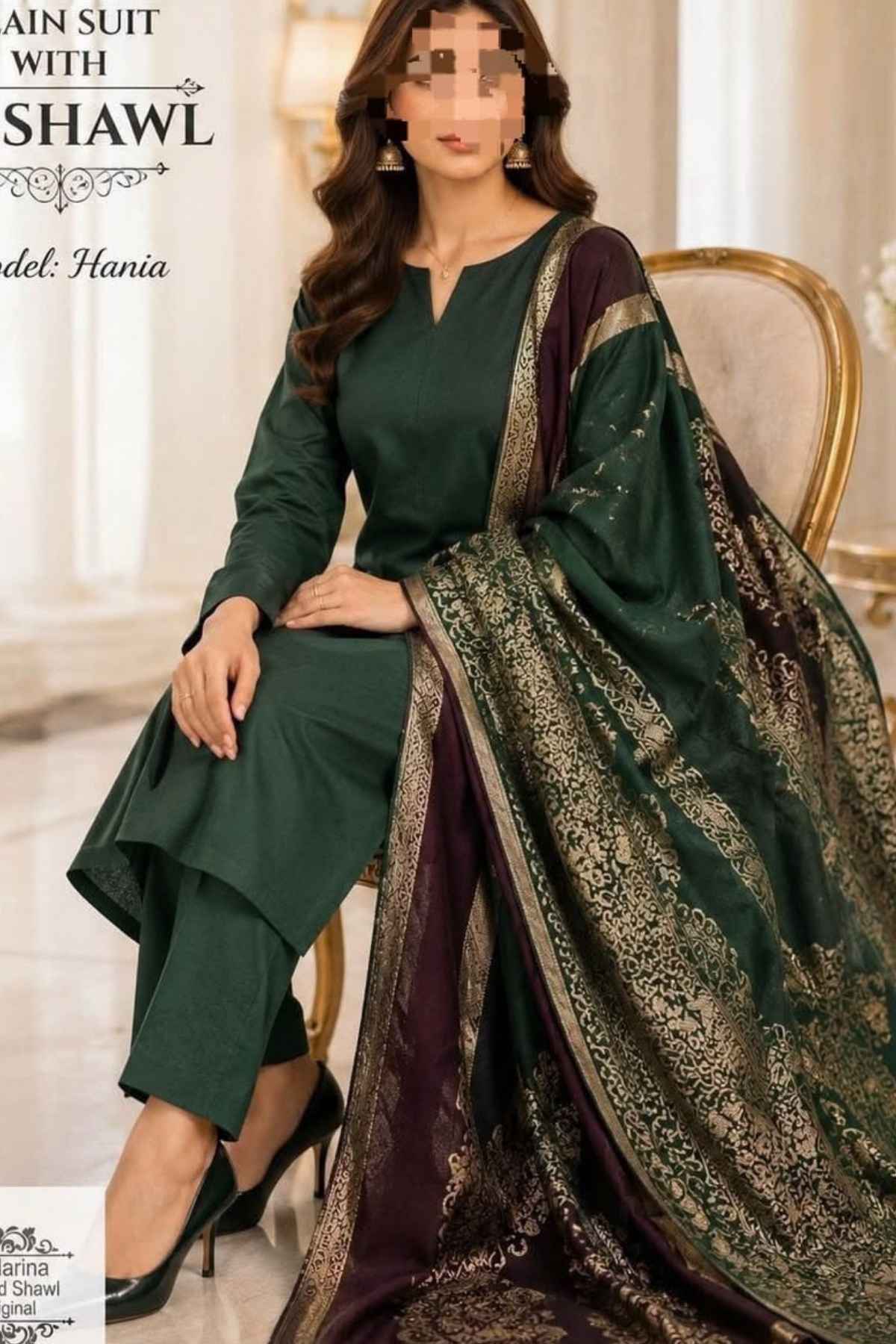 Bareeze Dhanak Unstitched 3 Piece Winter Suit with Wool Shawl