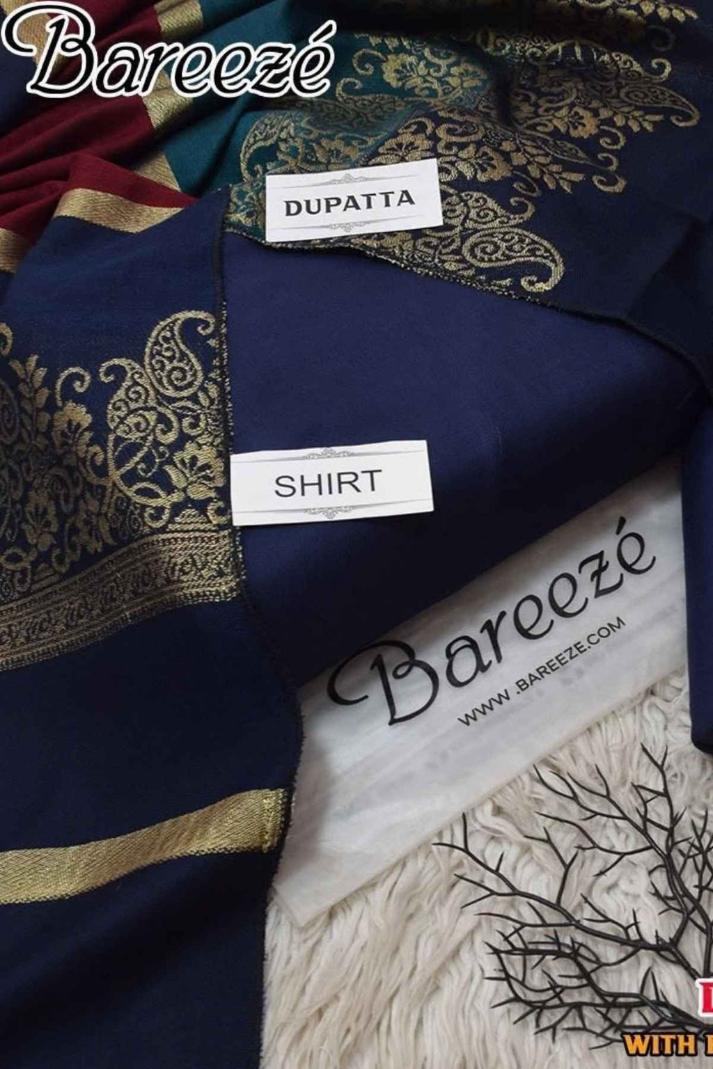 Bareeze Dhanak Unstitched 3 Piece Winter Suit with Wool Shawl