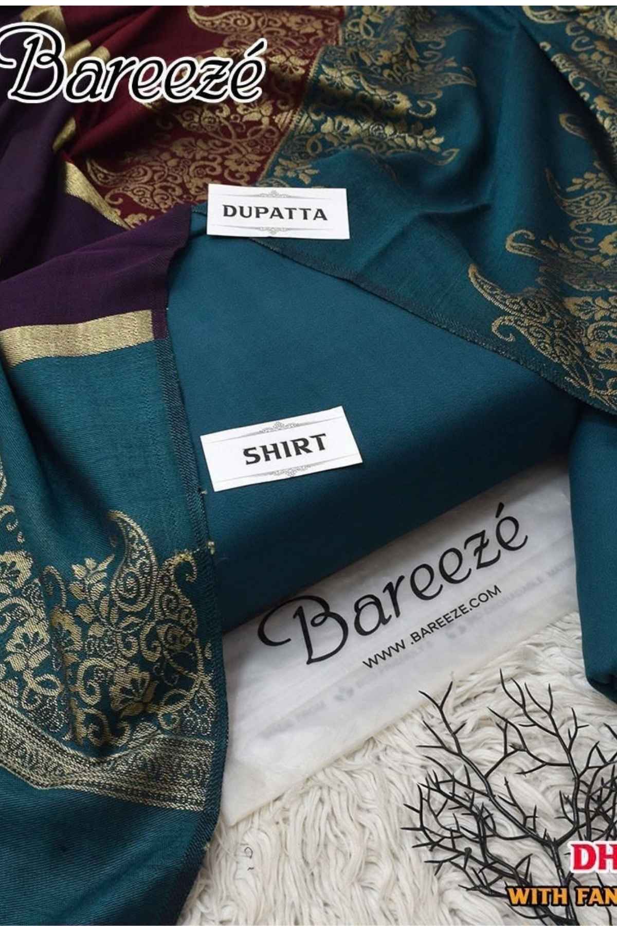 Bareeze Dhanak Unstitched 3 Piece Winter Suit with Wool Shawl