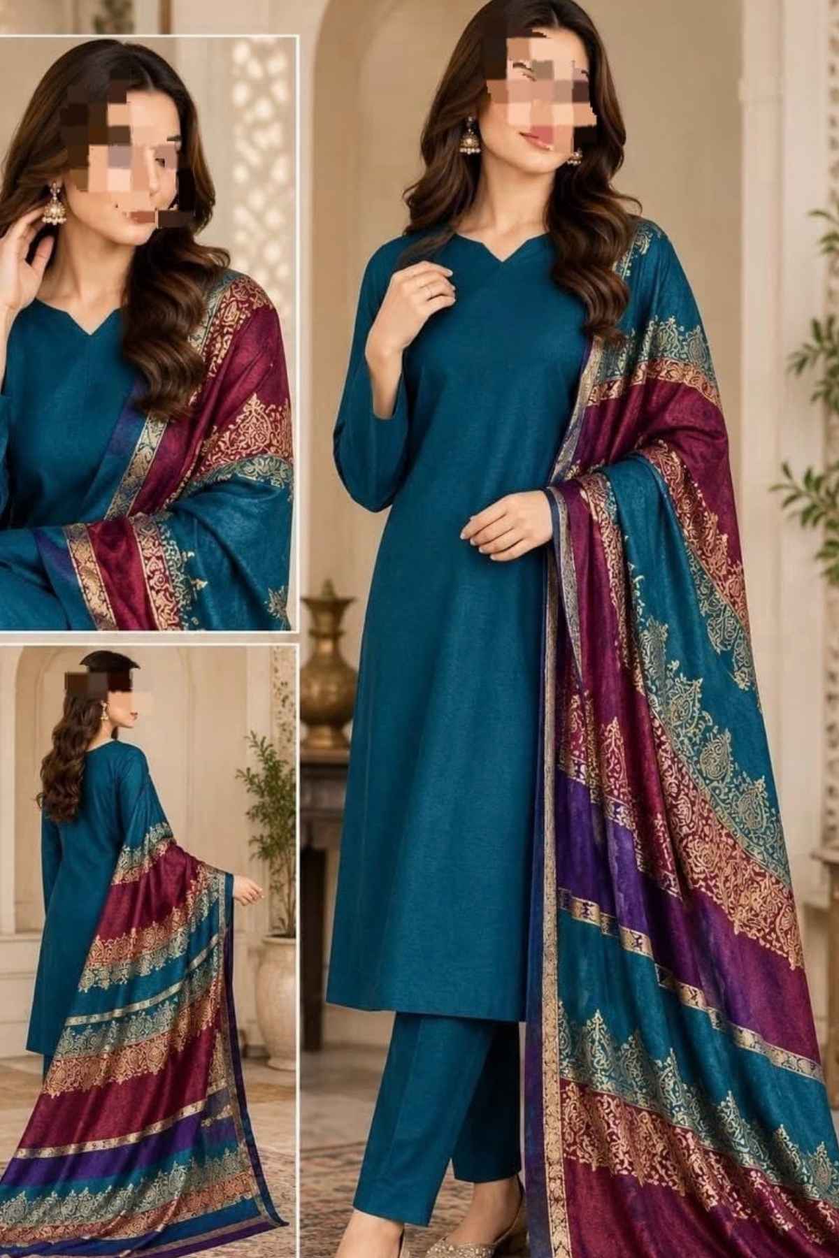 Bareeze Dhanak Unstitched 3 Piece Winter Suit with Wool Shawl