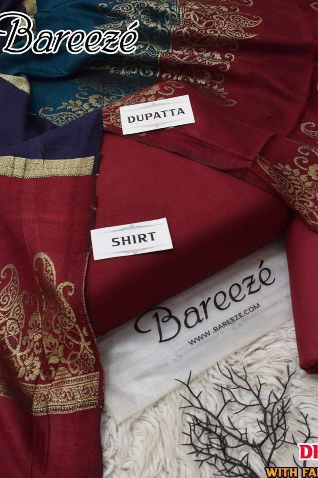 Bareeze Dhanak Unstitched 3 Piece Winter Suit with Wool Shawl
