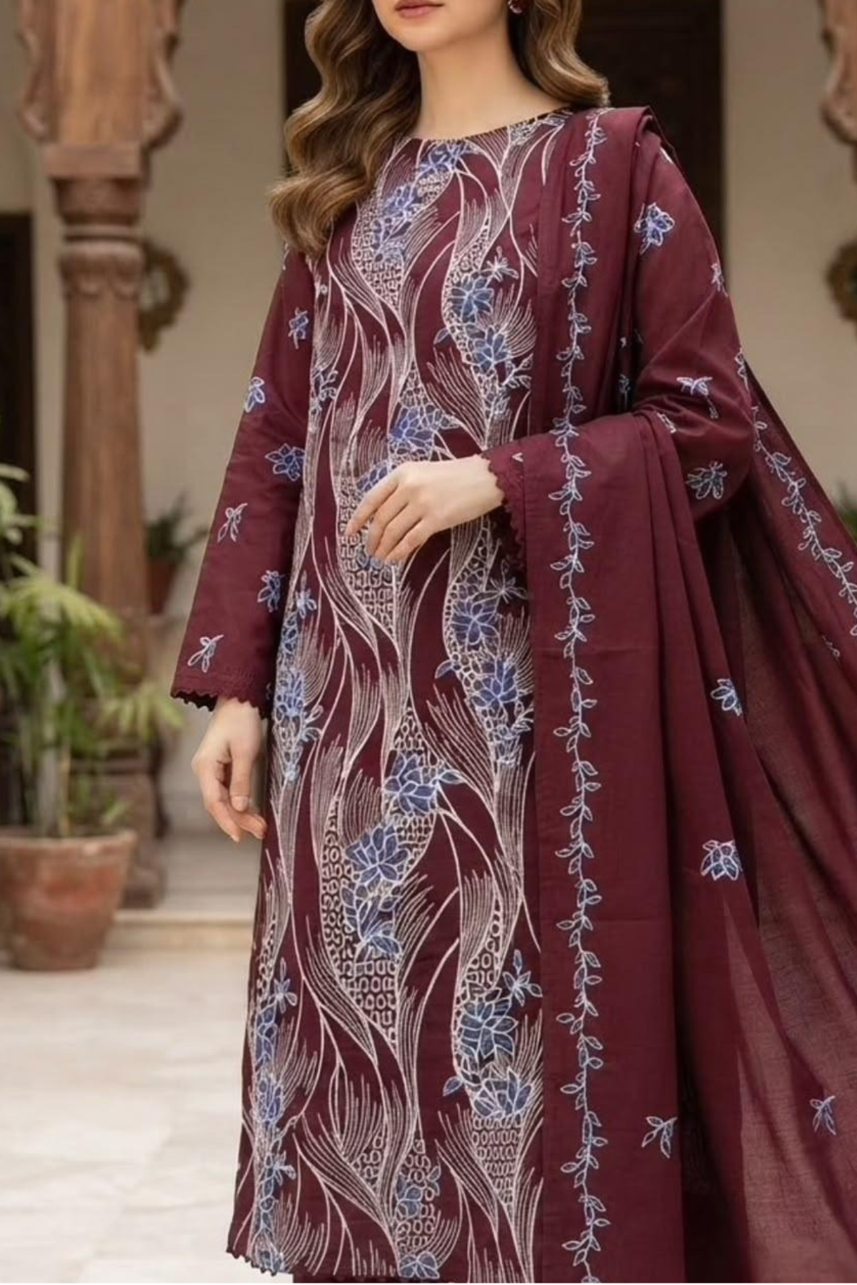 Bareeze Embroidered Dhanak 3 Piece Suit