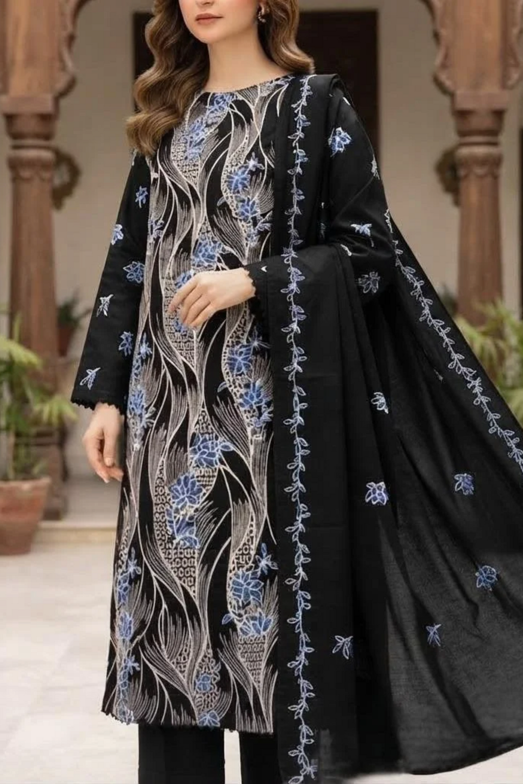 Bareeze Embroidered Dhanak 3 Piece Suit