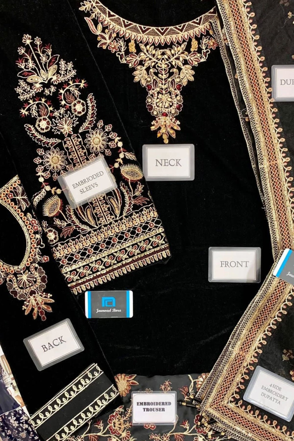 Baroque Jazmin Black Velvet Embroidered Unstitched 3 Piece Wedding Suit