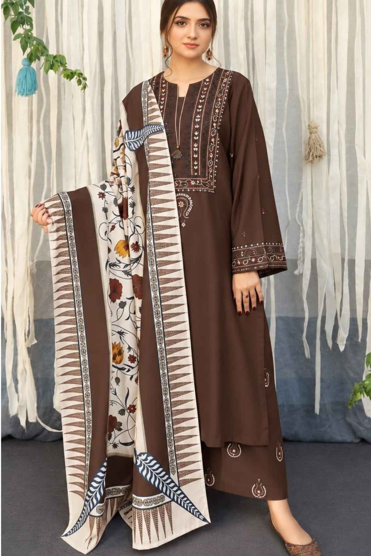 Asling | Dhanak Embroidered Unstitched 3PC Suit