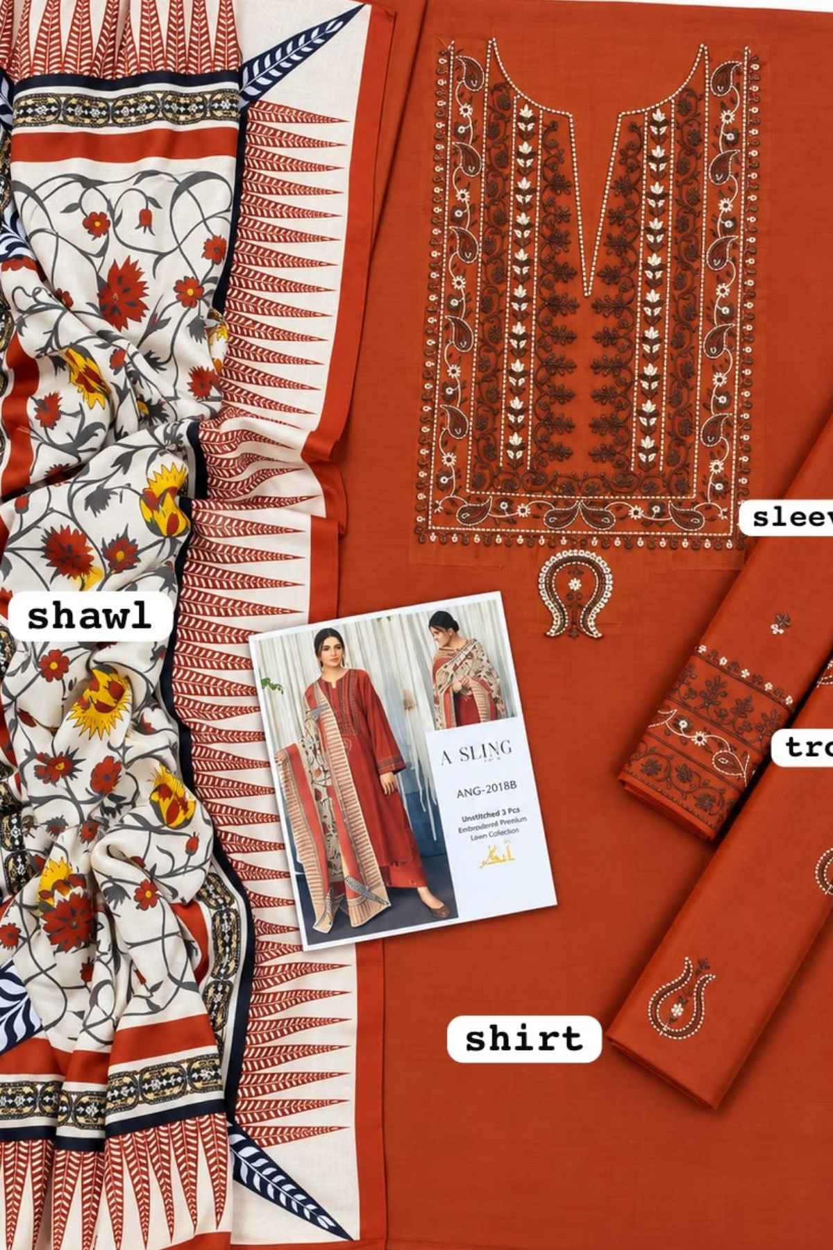 Asling | Dhanak Embroidered Unstitched 3PC Suit