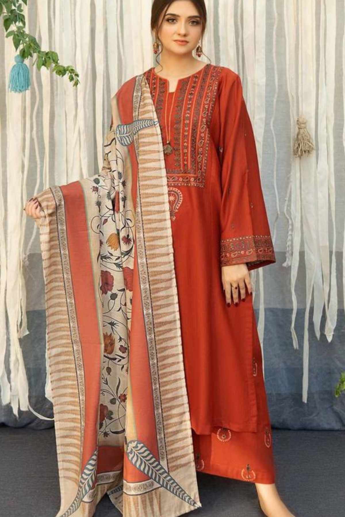 Asling | Dhanak Embroidered Unstitched 3PC Suit