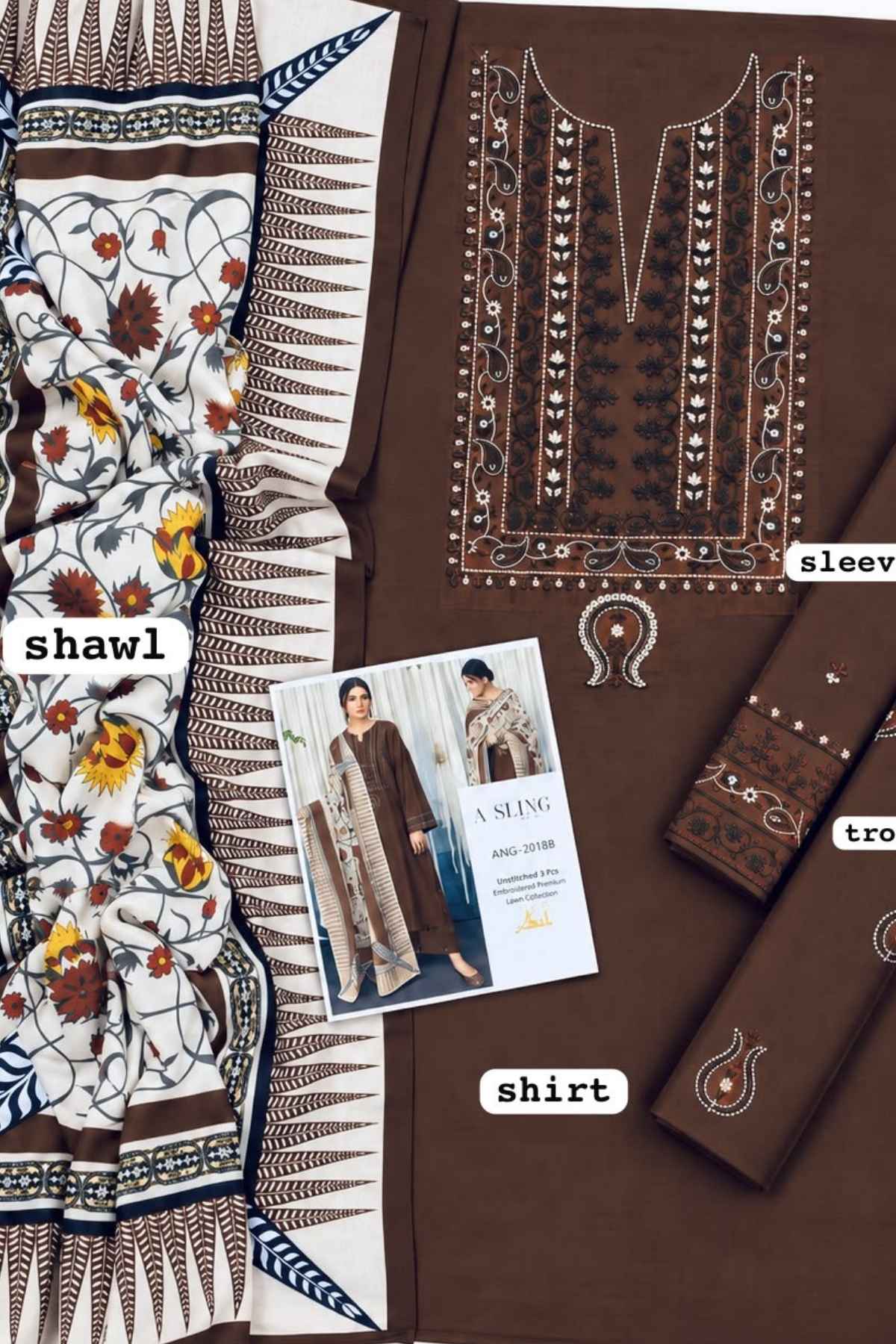 Asling | Dhanak Embroidered Unstitched 3PC Suit
