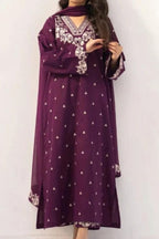 Embroidered Dhanak Unstitched 3 Piece Winter Suit