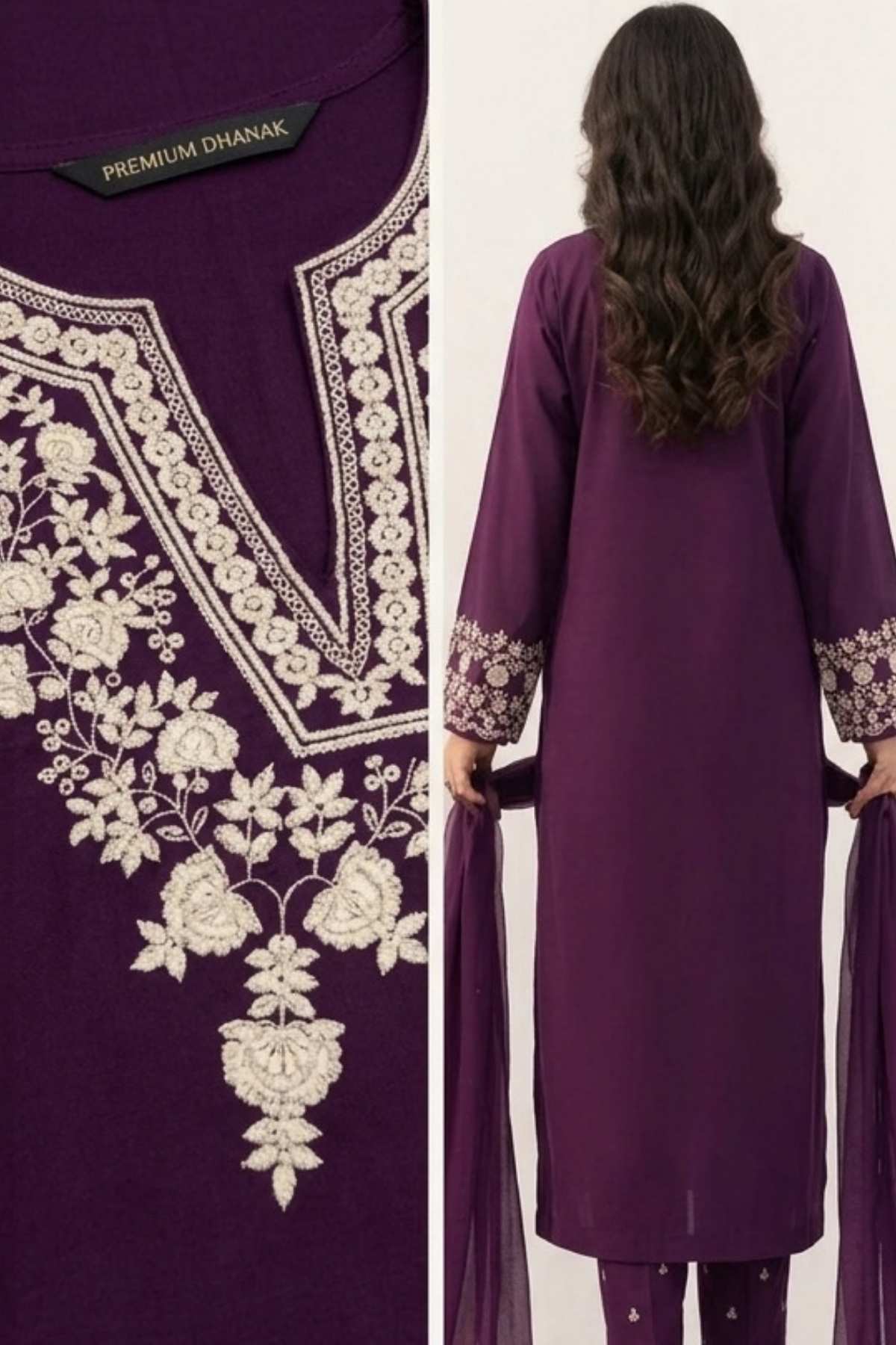 Embroidered Dhanak Unstitched 3 Piece Winter Suit
