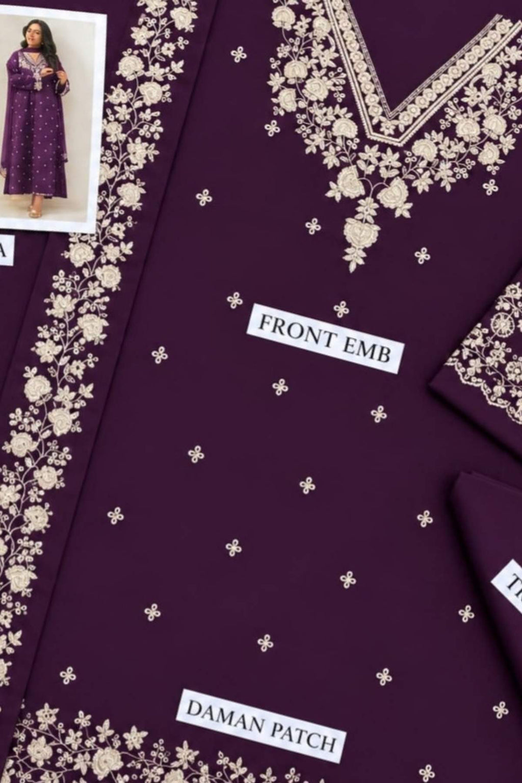 Embroidered Dhanak Unstitched 3 Piece Winter Suit