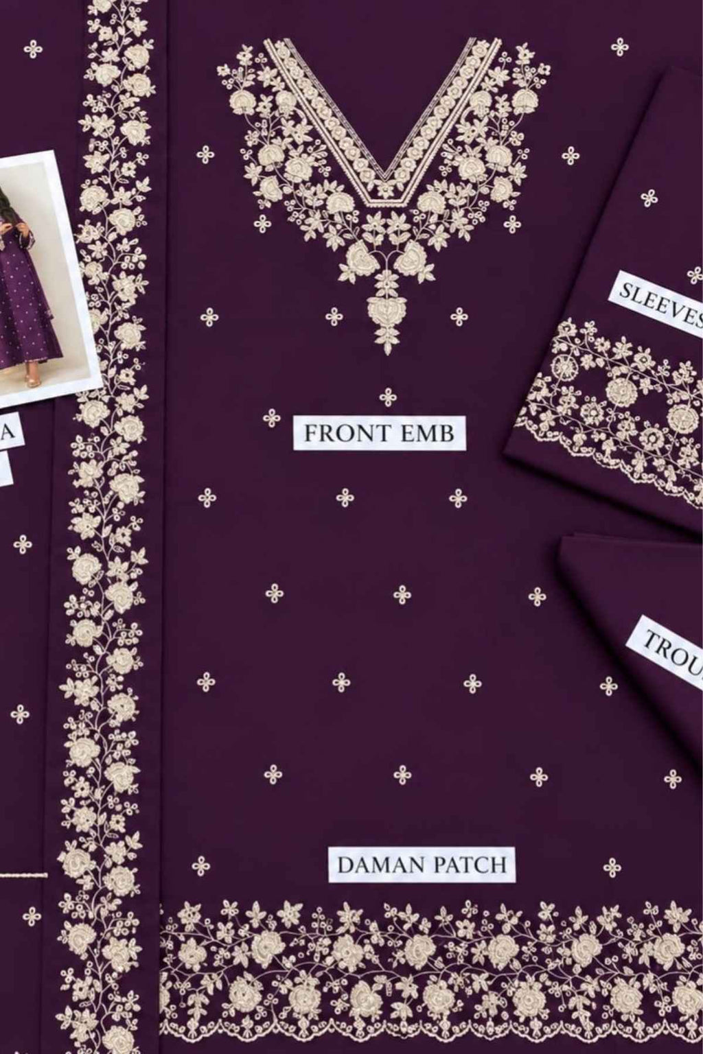 Embroidered Dhanak Unstitched 3 Piece Winter Suit