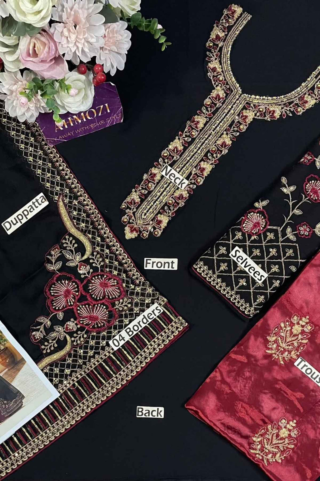 IZNIK Embroidered Chiffon Unstitched 3 Piece Suit