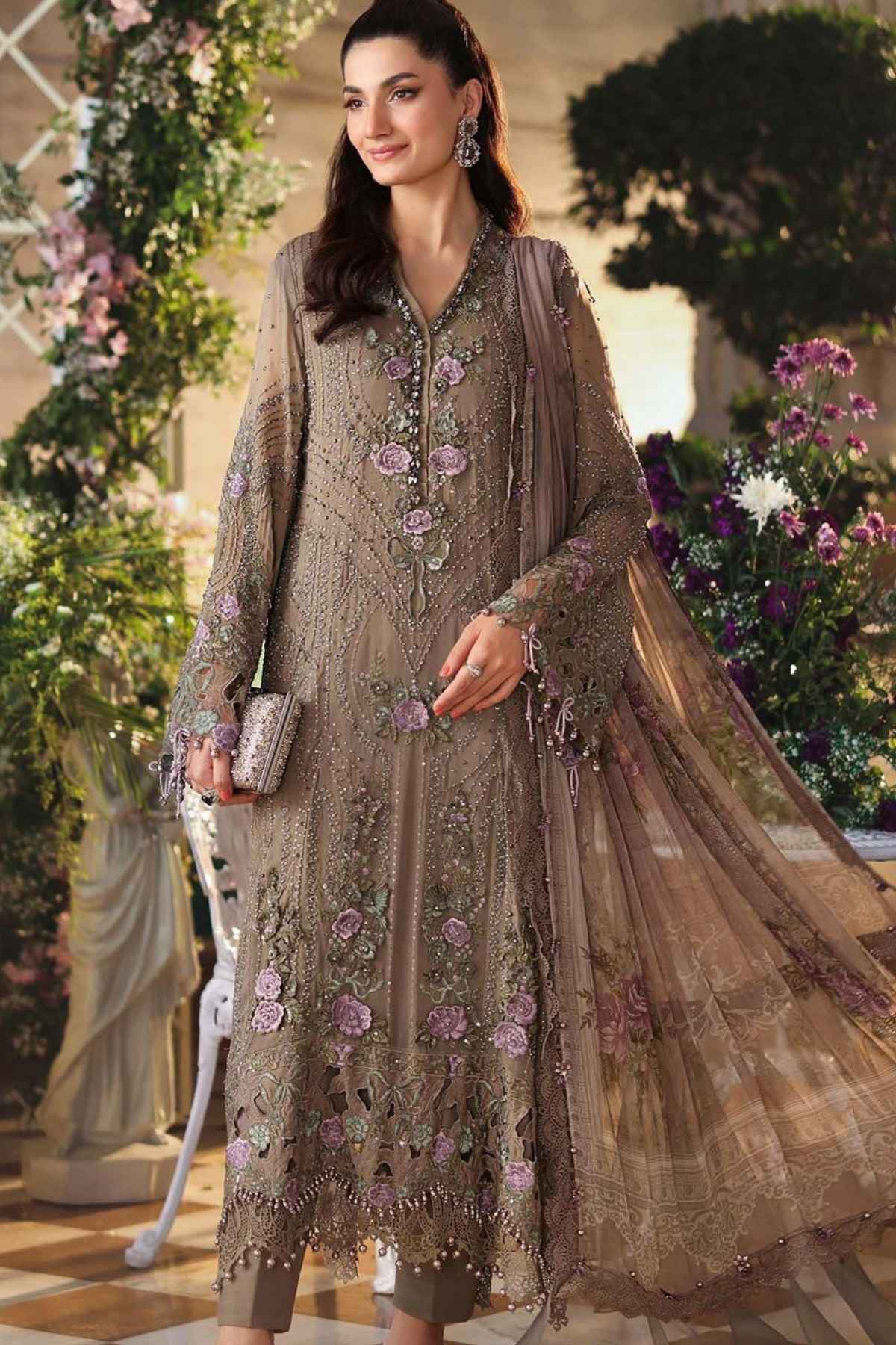 Maria.B | Heavy Embroidered Chiffon 3-Piece | 3D Flowers & Adda Work