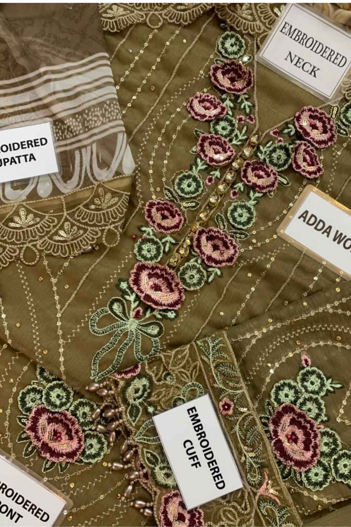 Maria.B | Heavy Embroidered Chiffon 3-Piece | 3D Flowers & Adda Work