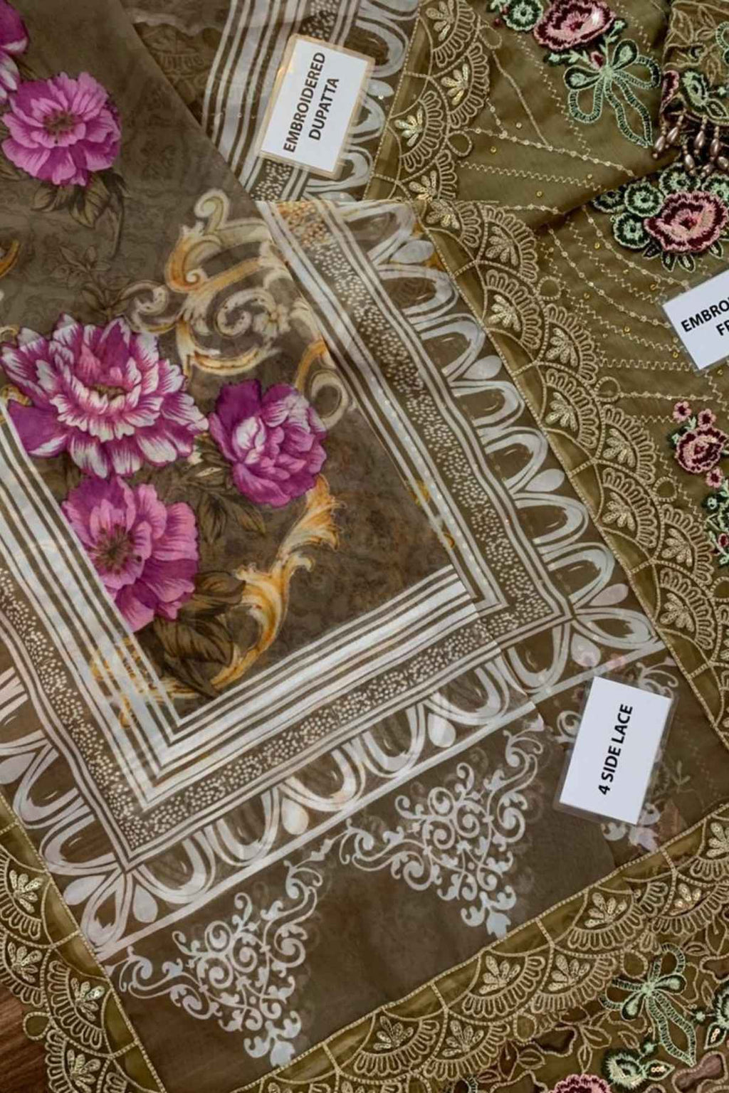 Maria.B | Heavy Embroidered Chiffon 3-Piece | 3D Flowers & Adda Work