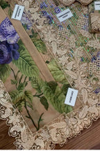 Maria B Digital Printed Chiffon 3 Piece Suit with 3D Flowers & Adda Work