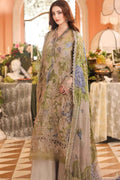 Maria B Digital Printed Chiffon 3 Piece Suit with 3D Flowers & Adda Work