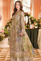 Maria B Digital Printed Chiffon 3 Piece Suit with 3D Flowers & Adda Work