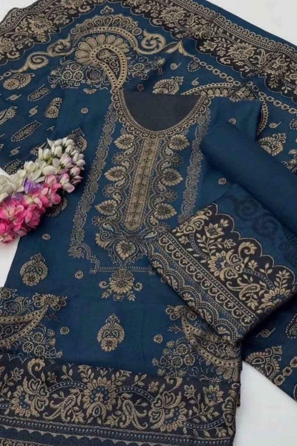 Pashmina Jacquard Printed 3-Piece Winter Suit
