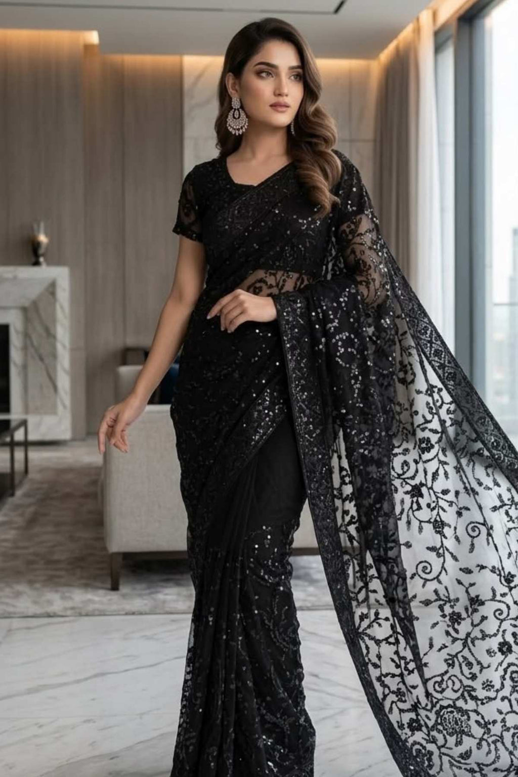 Premium Jamawar Saree | Heavy Net Embroidered Pallu | 6 Colors