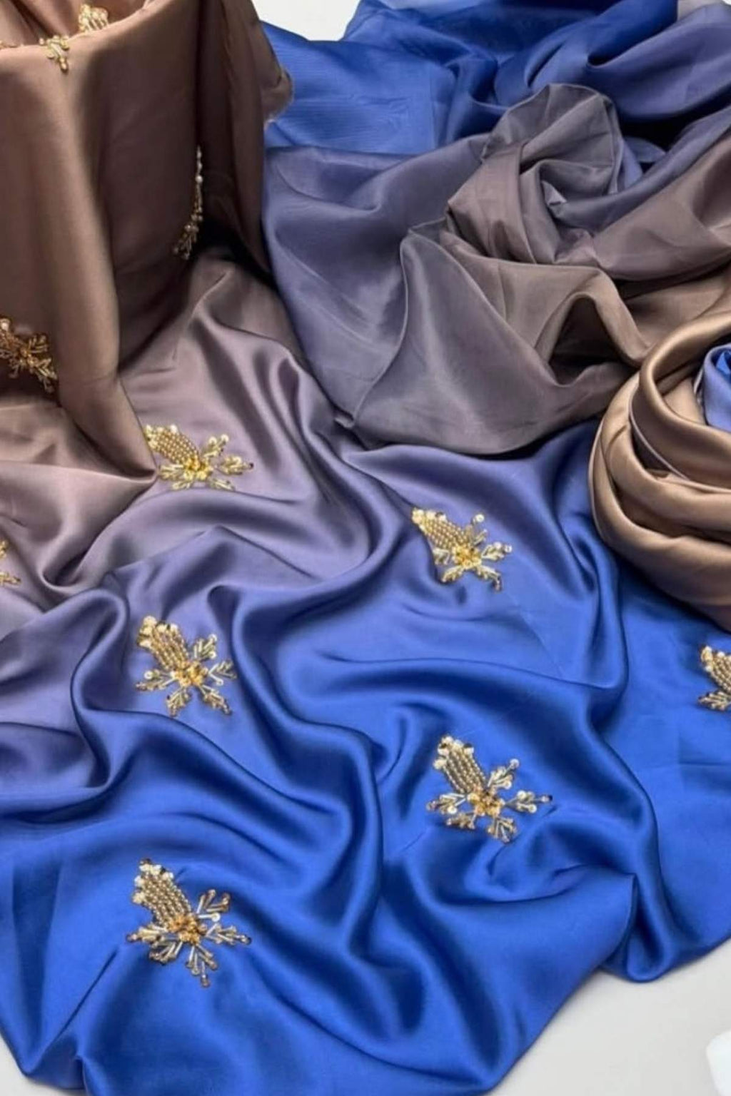 Shamoze Silk Tie-Dye 3 Piece Suit with Pearls & Beads Handwork