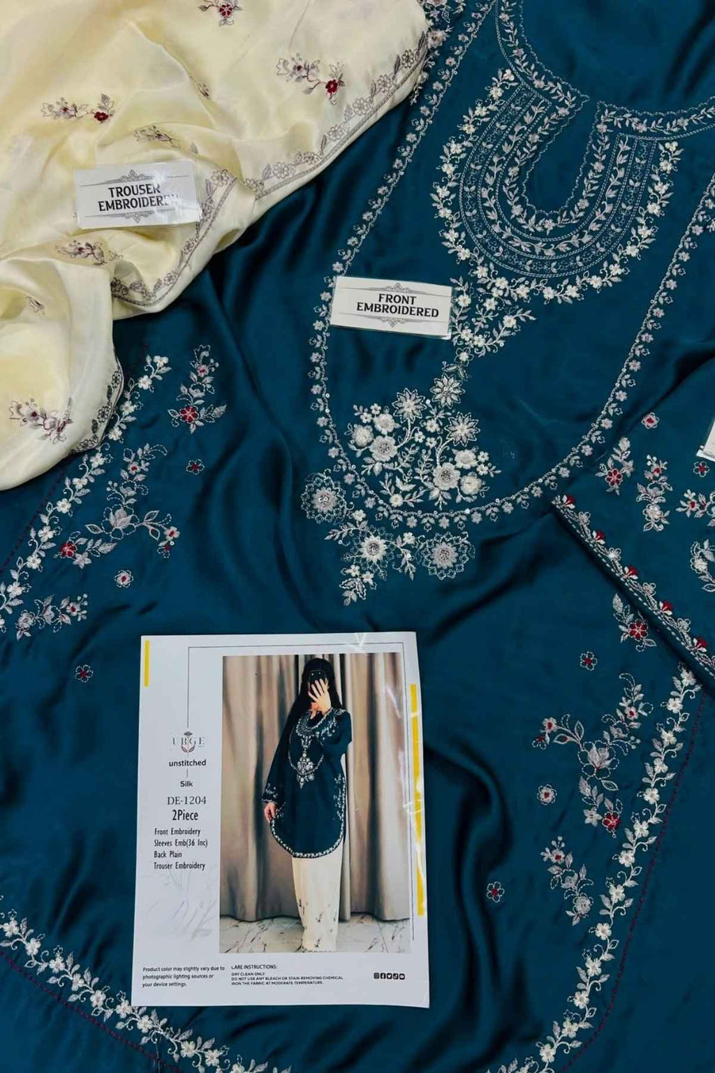 URGE Silk Embroidered & Sequin Unstitched 2-Piece Suit