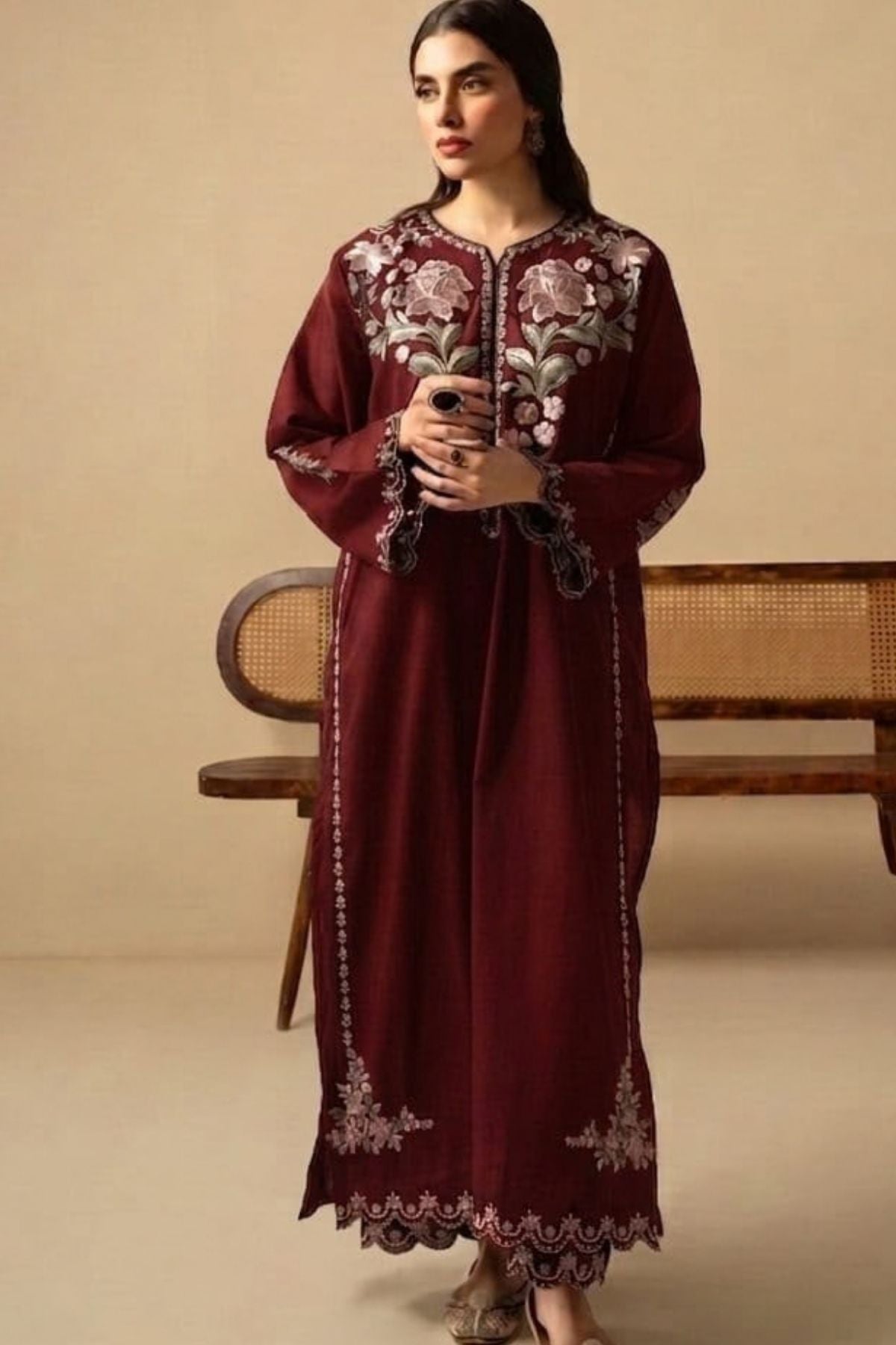 URGE Silk Embroidered Unstitched 2-Piece Suit
