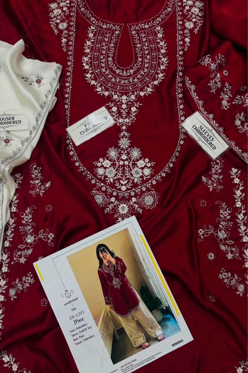 URGE Silk Embroidered & Sequin Unstitched 2-Piece Suit