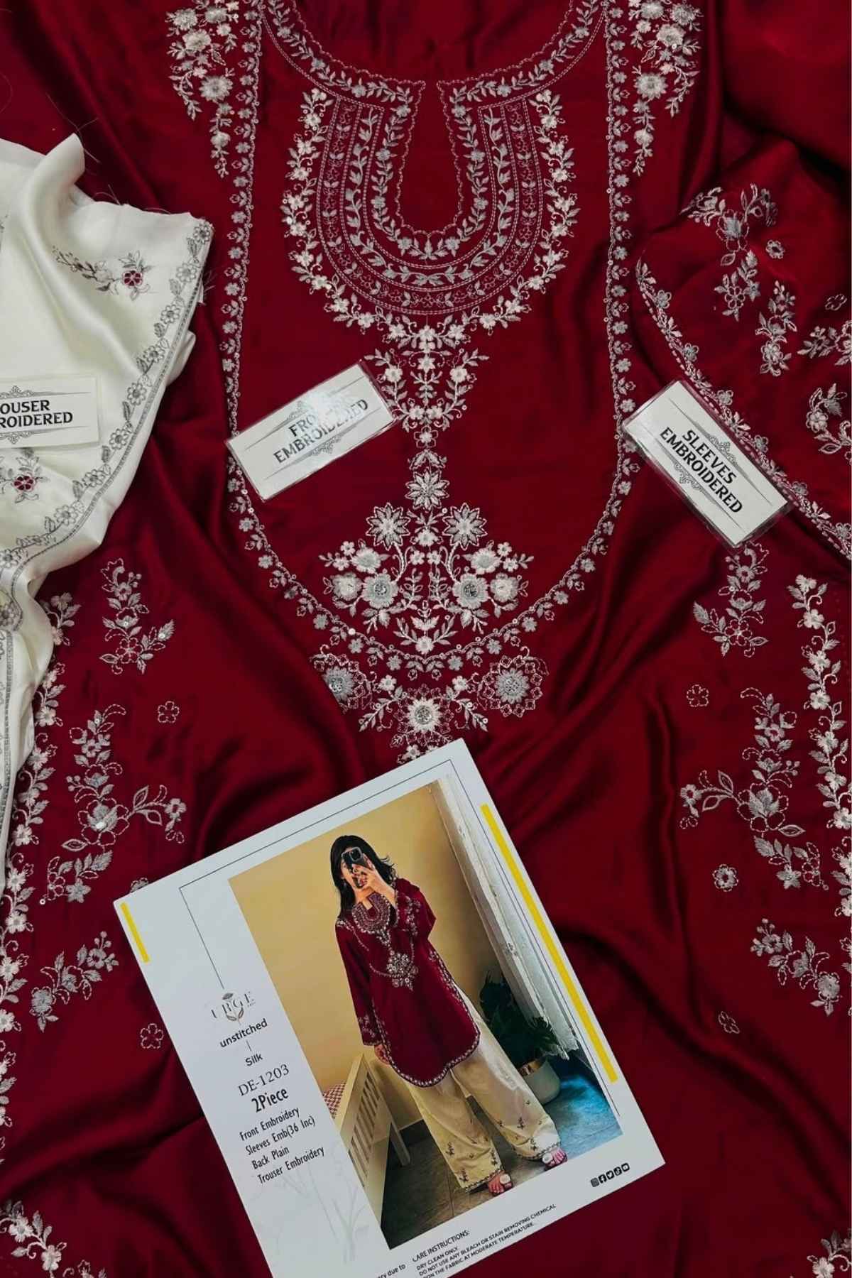 URGE Silk Embroidered & Sequin Unstitched 2-Piece Suit