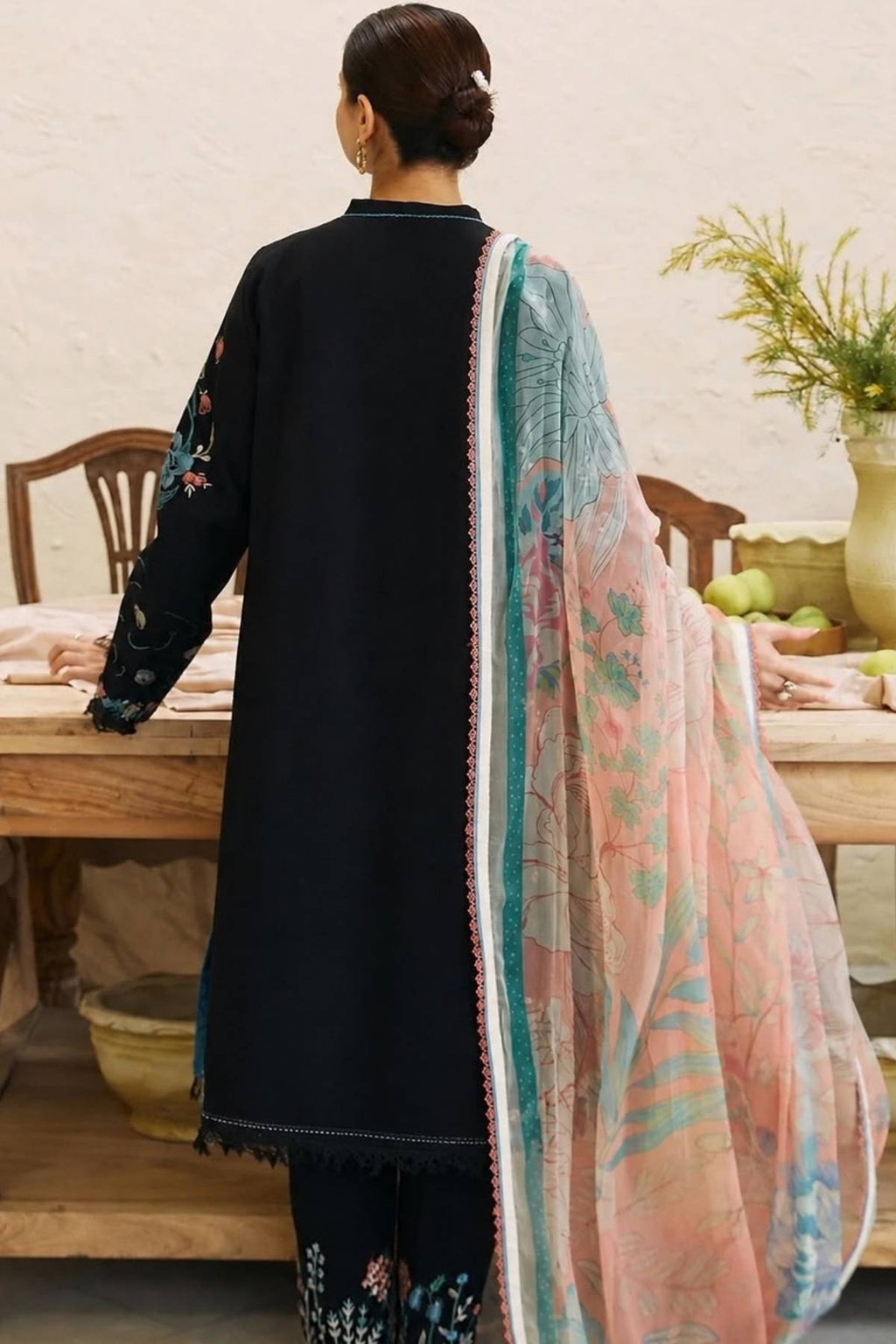 Zara-Shajahan Embroidered Dhanak Unstitched 3 Piece Suit with Wool Shawl