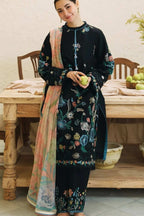 Zara-Shajahan Embroidered Dhanak Unstitched 3 Piece Suit with Wool Shawl