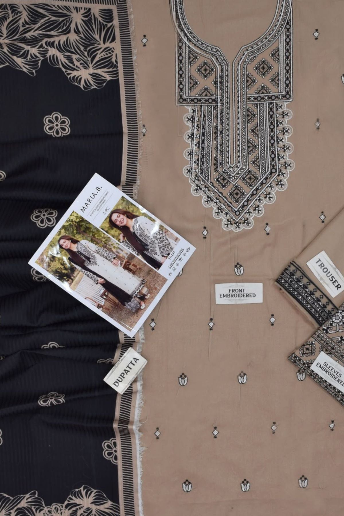 Qalamqar Beige Dhanak Embroidered Unstitched 3 Piece Suit with Wool Shawl