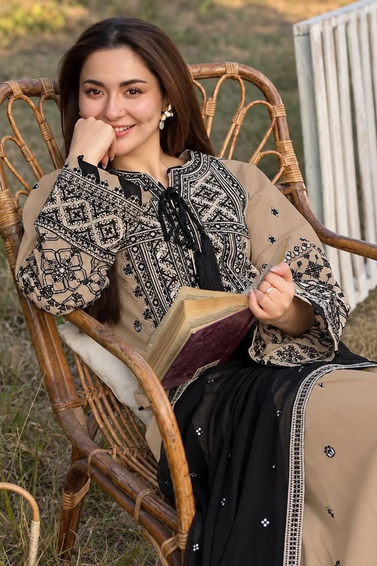 Qalamqar Beige Dhanak Embroidered Unstitched 3 Piece Suit with Wool Shawl