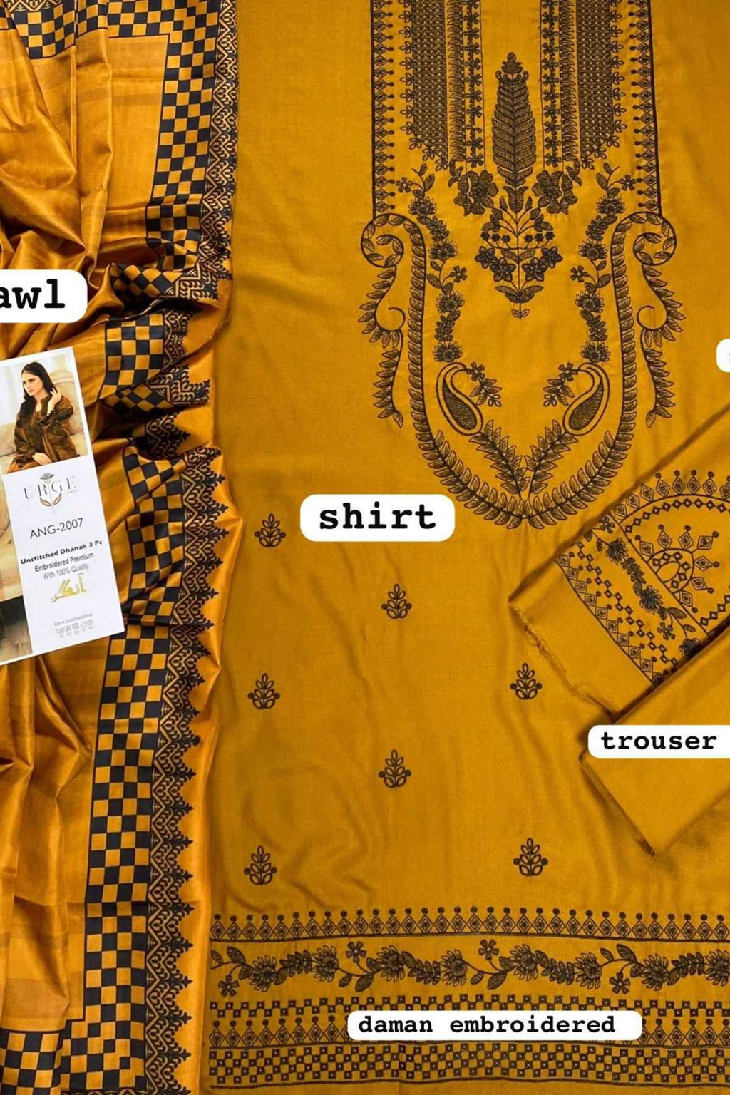 Urge | Dhanak Embroidered Unstitched 3PC Suit