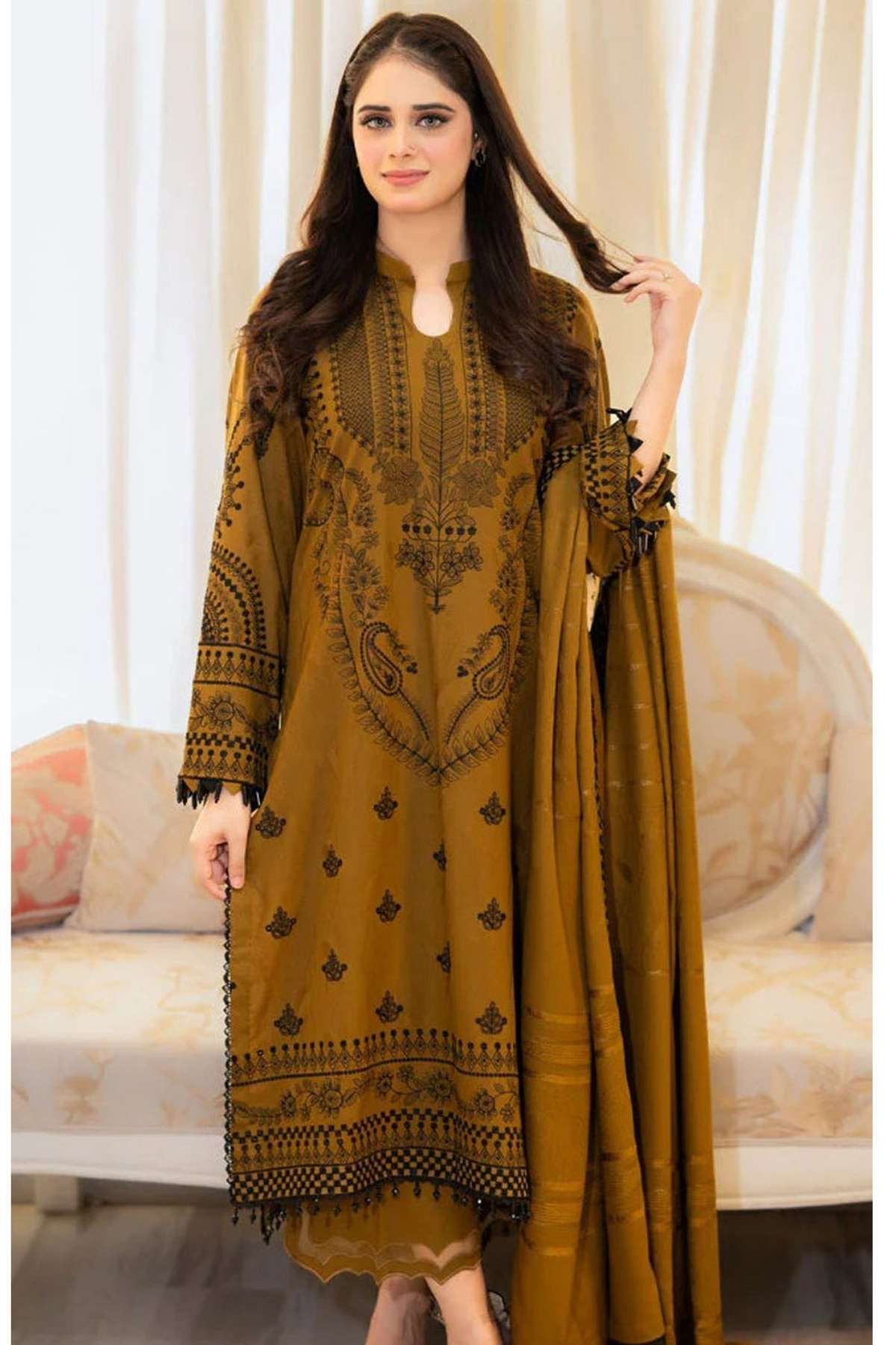 Urge | Dhanak Embroidered Unstitched 3PC Suit