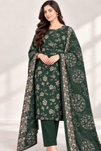 Floral Printed Dhanak Unstitched 3 Piece Winter Suit with Shawl