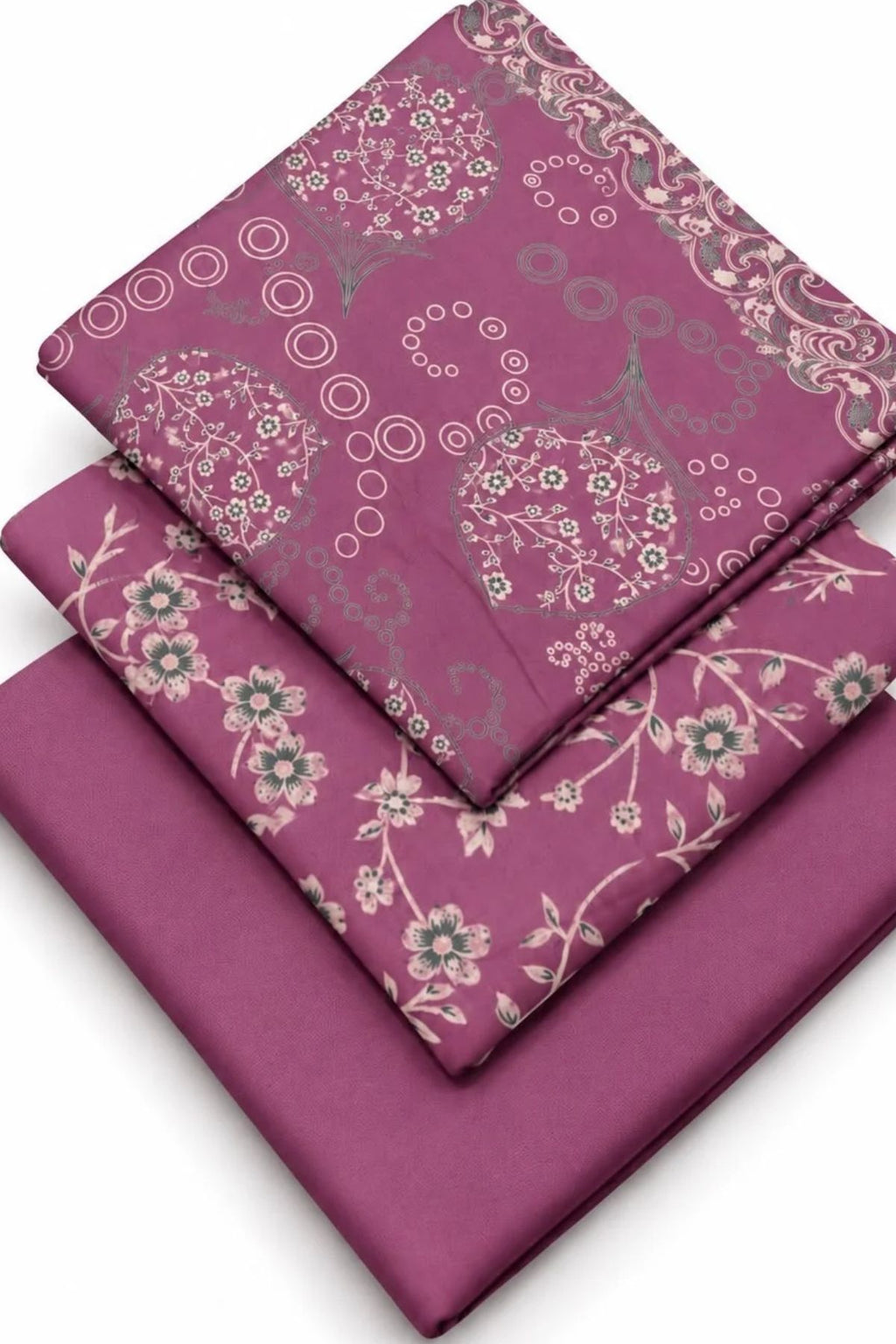 Floral Printed Dhanak Unstitched 3 Piece Winter Suit with Shawl