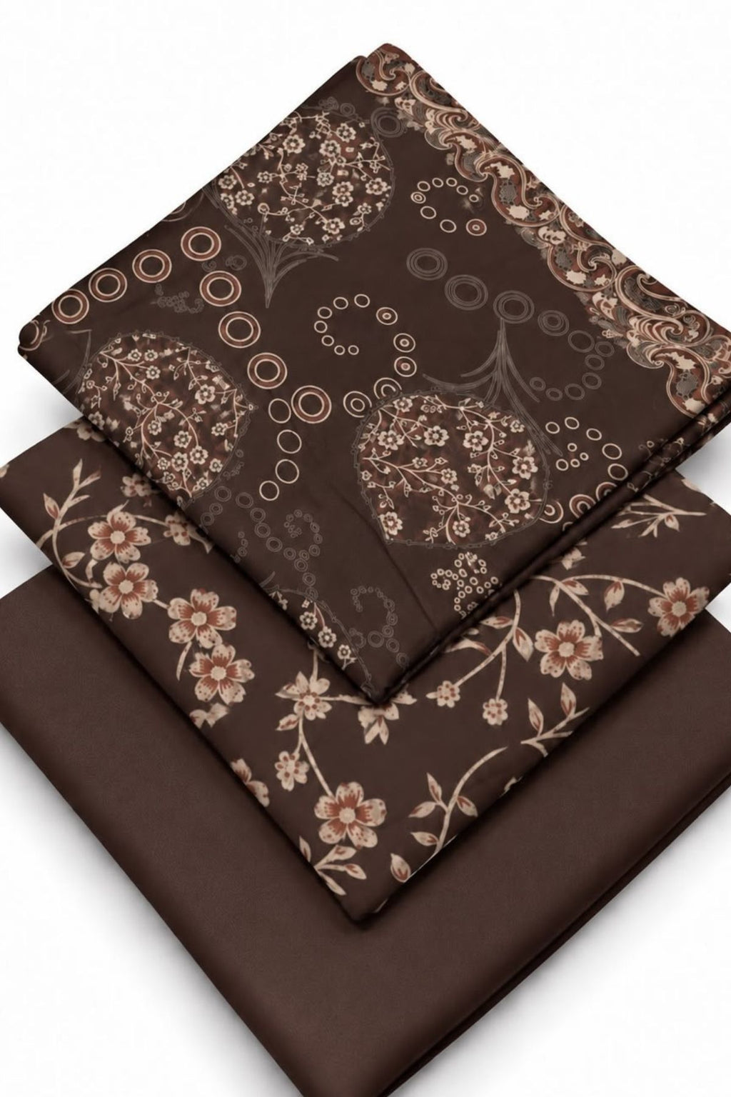 Floral Printed Dhanak Unstitched 3 Piece Winter Suit with Shawl